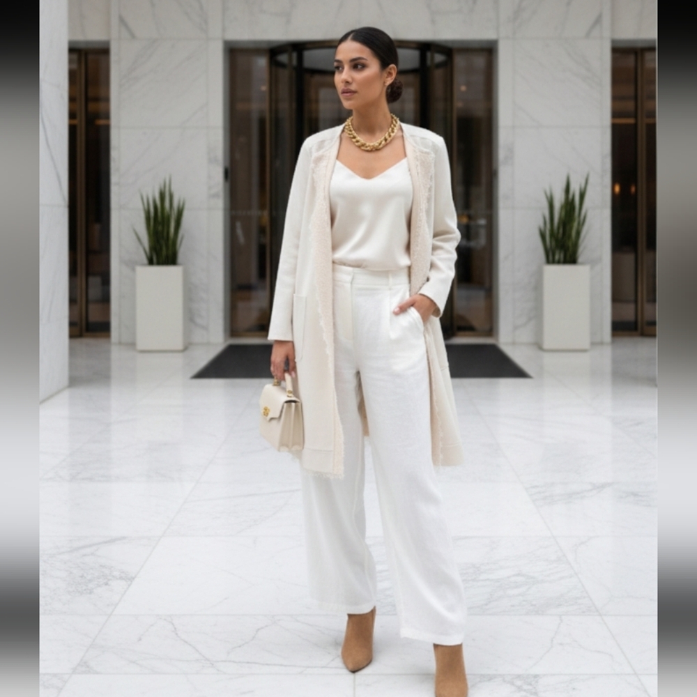 Faux Suede Cream Lace Trim Light Jacket